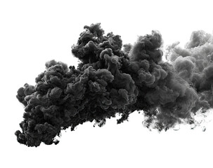 Dark gray and white smoke cloud against black background