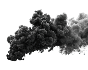 Dark gray and white smoke cloud against black background