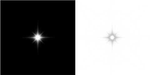 Png white star light, sparkle. Yellow light effect. Shining light with yellow gold color. Png spotlight spark.Vector transparent sunlight special lens flare light effect