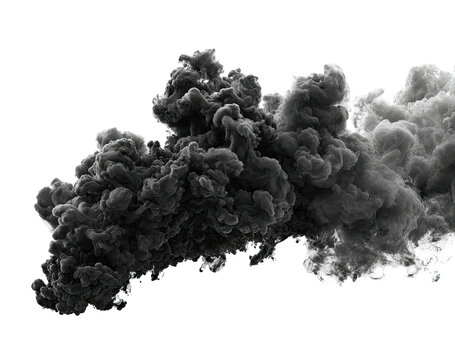 Dark gray and white smoke cloud against black background