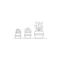 Growth tree continuous line vector image on white background