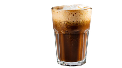 Iced coffee with foam, a refreshing and caffeinated beverage, perfect for a hot day, offering a delightful coffee experience