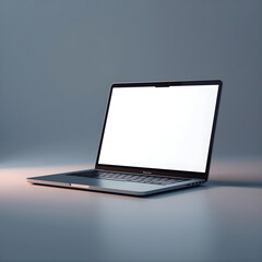 Modern Laptop Mockup with Blank Screen on Desk, Minimalist Notebook Computer Mockup in Soft Light, Realistic Laptop Display Mockup for UI/UX Design, Clean Blank Screen Laptop Mockup