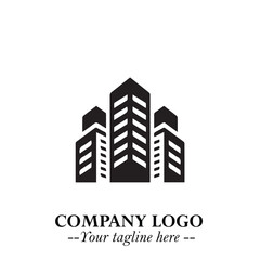 Building Logo Symbol in Black on the White Background with Modern Minimal Architecture Design