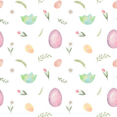 Watercolor seamless pattern for Happy Easter