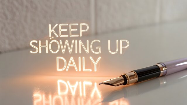 Glowing Quote with Pen Creating a Positive Daily Reminder