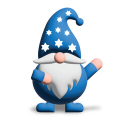 Cute Blue White Gnome with star of David on a hat