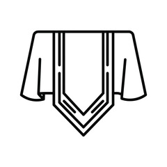 Outline icon of a graduation cap and gown
