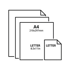Stack of paper sizes including a4 and letter