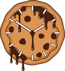 Surreal Melting Chocolate Chip Cookie Clock Illustration