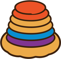 Colorful Rainbow Stacking Toy on a Cookie Base Vector Illustration