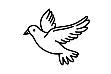 Black and white flying dove illustration line art coloring page