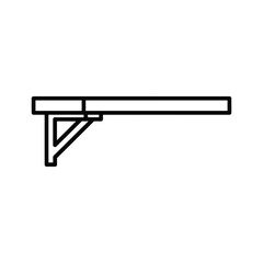 Simple line drawing of a shelf mounted on a wall with a bracket