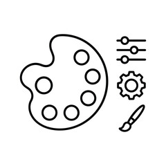 Art palette with brush and settings icons