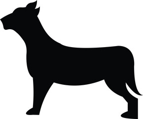 Elegant black silhouette of a standing domestic dog, perfect for pet-related branding, veterinary clinic logos, or simple animal graphic designs