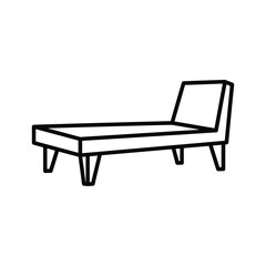 Simple line art icon of a chaise lounge