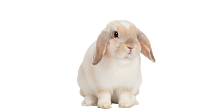 Isolated bunny rabbit with floppy ears looking forward in portrait orientation, cute animal