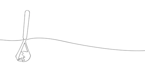Continuous one line drawing of a potato masher. Minimal kitchen utensil vector illustration. Cooking and food preparation concept with copy space