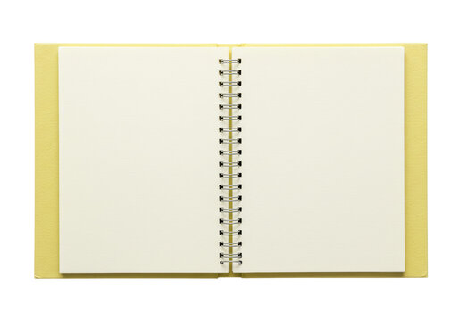 Open spiral notebook isolated on white, blank pages for writing or drawing in a journal or diary - Powered by Adobe