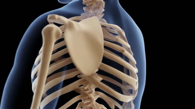 Rotating 3D Model of Human Ribcage and Sternum Anatomy