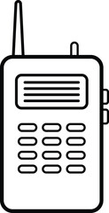 Walkie Talkie Line Art Coloring Book Page, Communication Device Illustration