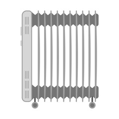 Electric Oil Radiator Heater Vector Illustration. Perfect for projects focused on comfort, warmth, winter interiors or modern household appliances.