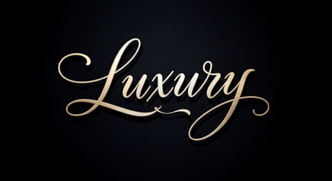 Elegant golden luxury script lettering on a dark textured background for premium branding and highend design projects that evoke sophistication and exclusivity