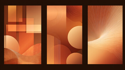 Warm earth tones abstract geometric and organic shapes poster collection image
