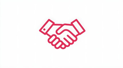 Obraz premium A minimalist pink line illust n of a handshake conveying concepts of business deals collabo n and mutual agreement in a clean modern graphic style