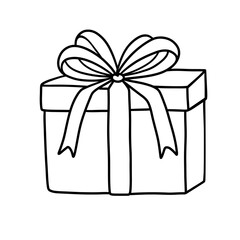 Christmas present box with big bow, vector illustration. Christmas gift vector.