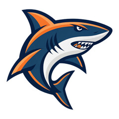 Naklejka premium Comet Shark Esport Mascot Logo – Flat Vector Emblem with Navy and Orange Colors, Team Logo Design, Transparent Background PNG