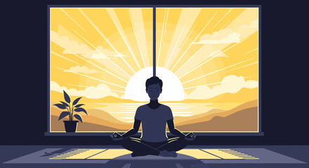 Serene Meditation Morning, Find Inner Peace, Mindfulness Practice at Sunrise