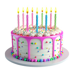 3D Birthday Cake Isolated on White Background