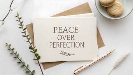 A card with the message Peace Over Perfection