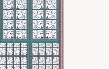 Fototapeta premium Indian, Pakistani, South Asian ladies suit design with layout. Front, back, Sleeves and Trouser. 