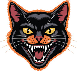 Cute cartoon cat face vector illustration