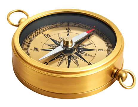 Antique golden compass, navigation, guidance, direction