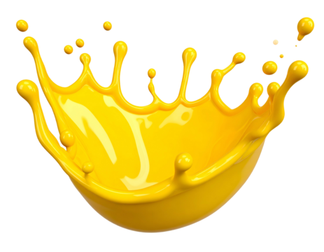 Bright yellow liquid splash frozen in motion
