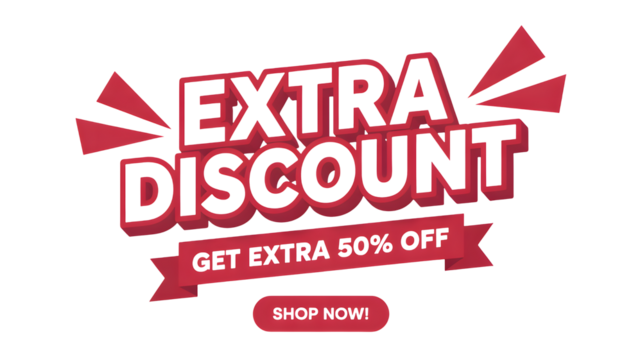Get extra discount for sale offers, transparent png isolated.