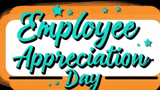Employee appreciation day graphic with stars and orange border