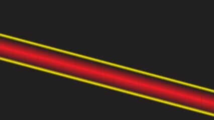 A red gradient tube with yellow borders on a black background angled from lower left to upper right