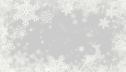 Festive winter PNG featuring a deer silhouette surrounded by snowflakes and snow, creating a charming holiday design perfect for Christmas and New Year projects.