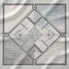 Modern Geometric Minimalist Hijab Pattern in Neutral Tones