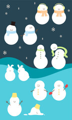 雪だるまがいっぱいセット