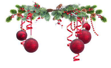 Christmas garland isolated on transparent background 