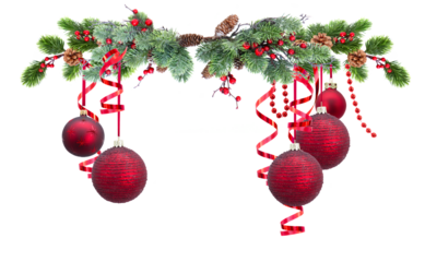 Christmas garland isolated on transparent background 