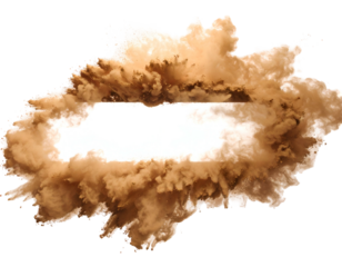 Earthy dust cloud explodes outwards, creating a bright, empty center
