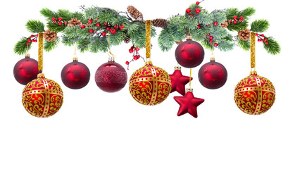 Christmas garland isolated on transparent background 