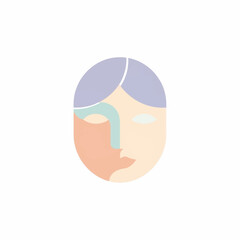 Abstract face illustration with pastel colors and minimalist design.