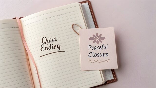 Open diary page with handwritten Quiet Ending and Peaceful Closure